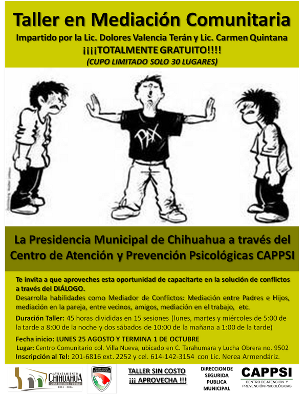CAPPSI1's tweet photo. GRAN EXITO CAPPSI IMPARTIENDO TALLERES DE MEDIACIÓN EN LOS CC CHIHUAHUA 2000 Y LA VILLABAJO EL AUSPICIO DEL SUBSEMUN http://t.co/lBrdhnY0X5