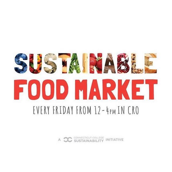 CCsustainable's tweet image. The Sustainable Food Market is TODAY (and every Friday) from 12:00 to 4:00pm at Cro! @ConnCollegeLive @CC_FoodMarket