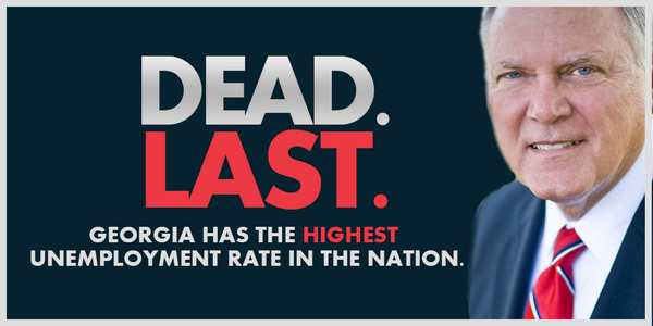 YoungDemsUGA's tweet image. Terrible: GA now has the nation's worst unemployment rate. RT if you think GA deserves better than the bottom! #gapol