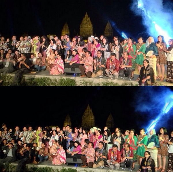 All #APSDA2014 delegates, professionals and students taking a group photo with Prambanan Temple as a background.