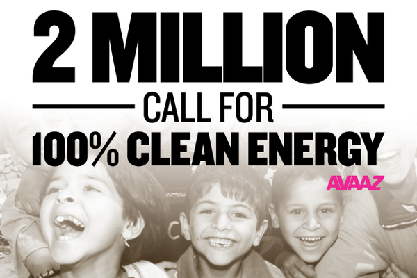 Avaaz's tweet photo. Days before UN #Climate2014 summit, 2 million+ worldwide calling for 100% clean energy! http://t.co/IYxzYq01zj http://t.co/RN4AC5vzIA