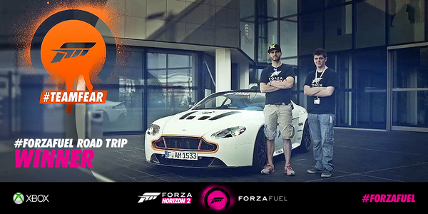 astonmartin's tweet photo. Great news #TeamFear have won #ForzaFuel! Congratulations to @tomonslowcole &amp; @FearCrads &amp; our supportive followers! http://t.co/UeSG3NmrEw