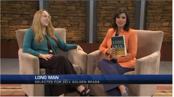 cojeffcolibrary's tweet photo. Thanks to @BrookeWagnerTV for reviewing #LongMan and supporting #goldenreads on @KDVR this morning! http://t.co/Cy8pBDJ7DY