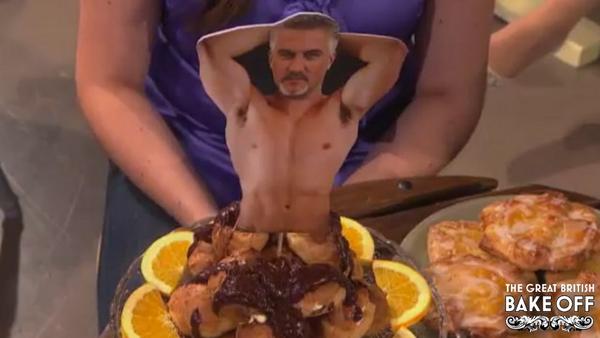 BritishBakeOff's tweet photo. Who wants an #ExtraSlice of @PaulHollywood? #GBBO http://t.co/G5Q9djPCqA