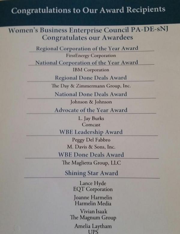 WBECEast's tweet photo. Congratulations to all of our award recipients.  You embody the values of the Council. Thank you! #WBECAwards http://t.co/sKq2S8BDEy