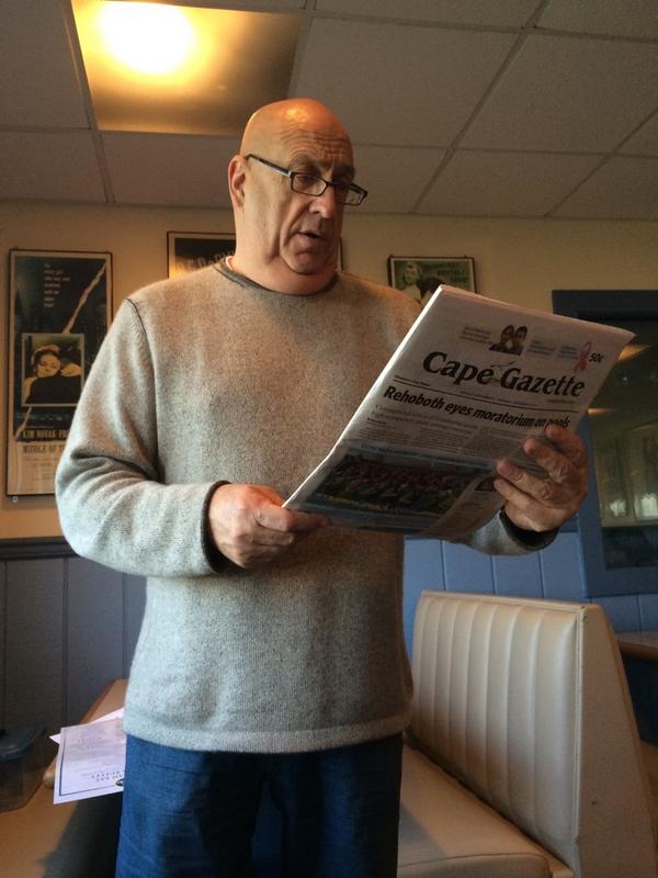 We saw someone reading <a href="/CapeGazette/">Cape Gazette</a> this morning <a href="/JimmysGrille/">Jimmy's Grille</a> Thanks@Delaware1059 <a href="/bottleandcorkDE/">Bottle & Cork</a>