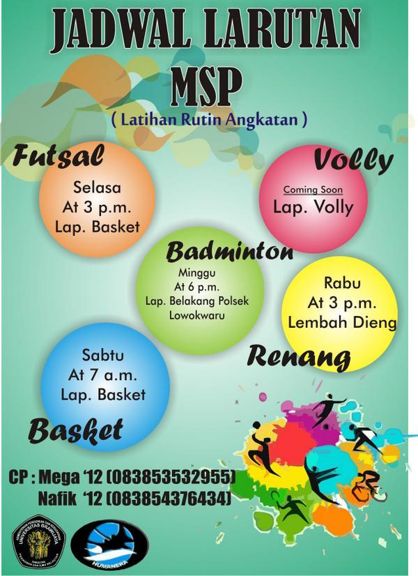 msp_ub's tweet photo. Met Pagi kawan @ARM_Eleven @MSP_2012 @2013MSP @MSP2014_UB mari ikut dan ramaikan LARUTAN bisa di liat jadwal2nya :) http://t.co/AnFUCE5SgD
