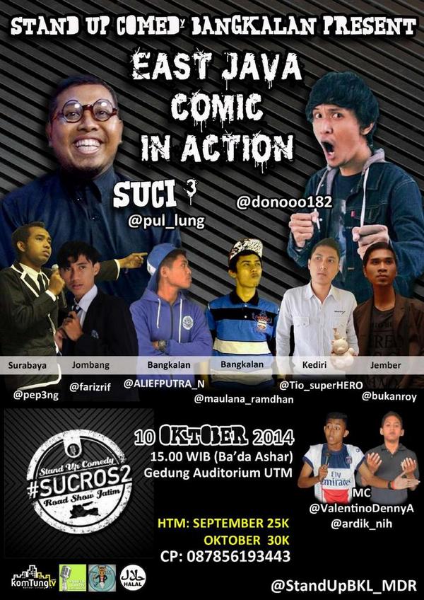 StandUpBKL_MDR's tweet photo. @mahasiswajatim standup #SUCROS2 |10 okt| Audit UTM |15.00 |GS @Pul_lung &amp; @donooo182 | 6 comic jatim |tix: sep 25k http://t.co/nVzd2i5mNZ