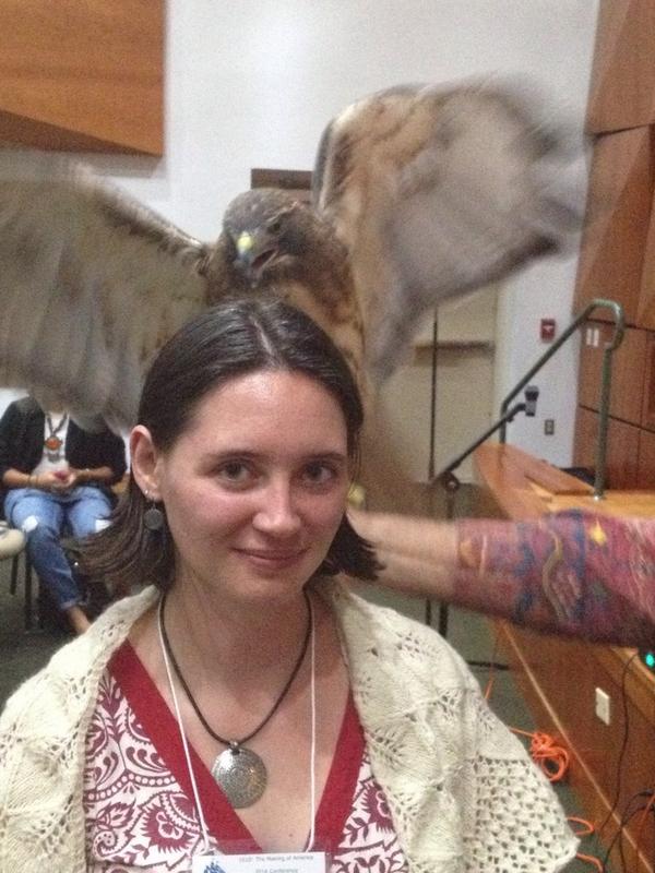 profrichmond's tweet photo. They put a big bird on my head! http://t.co/dpxqw4mwGT