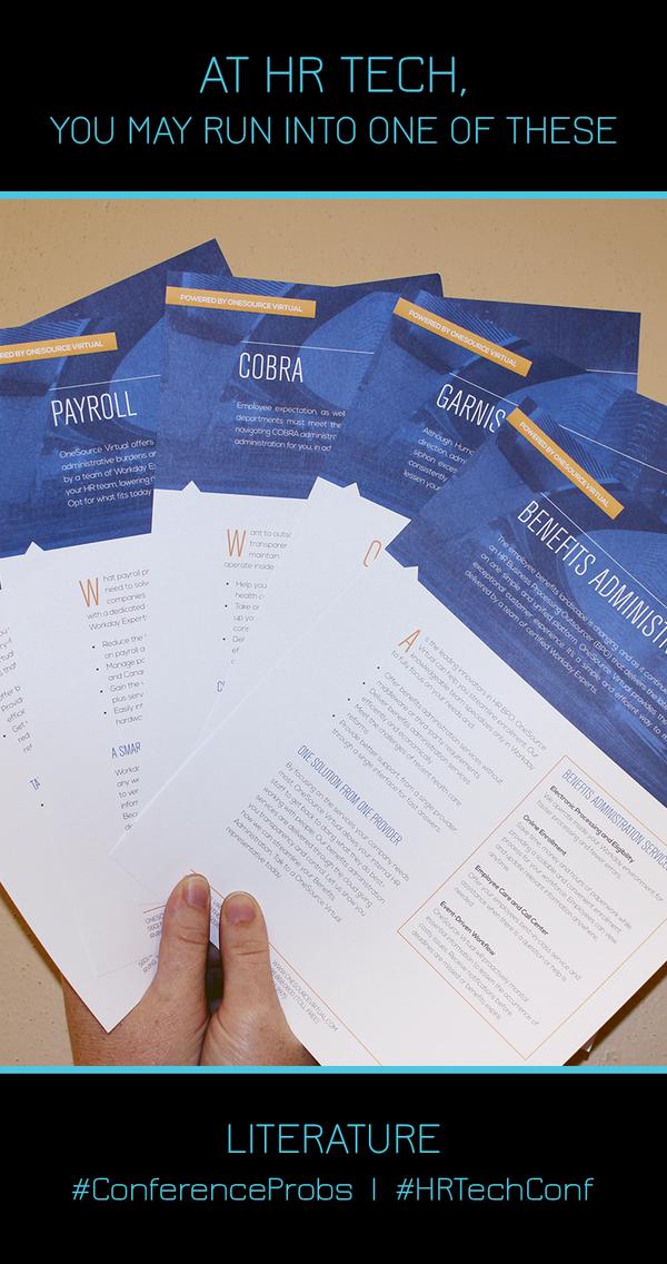 OneSourceV's tweet image. All the #literature you desire can be found at booth #1235 during #HRTechConf. #WorkdayExperts