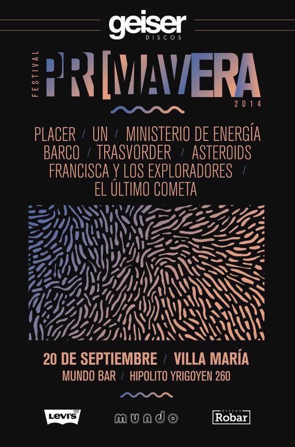 GeiserDiscos's tweet photo. Hoy en Córdoba y MAÑANA sigue la gira #FestivalPrimavera de #GeiserDiscos en VILLA MARÍA con todas estas bandas! RT! http://t.co/YLgWdnORIM