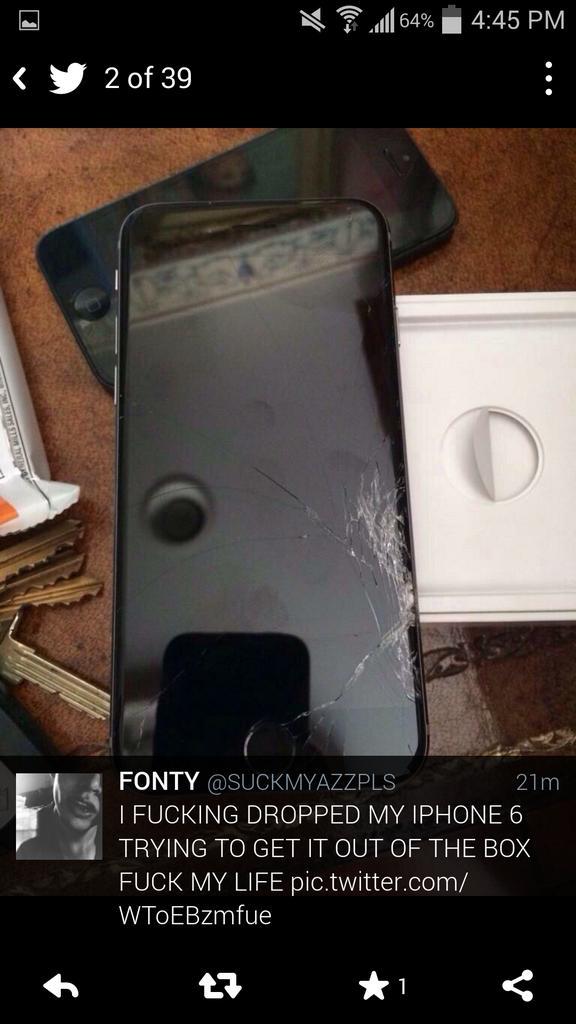 childishdante's tweet photo. All y'all dropped the same iphone 6? Lmaoo http://t.co/rvKxoBAQgV