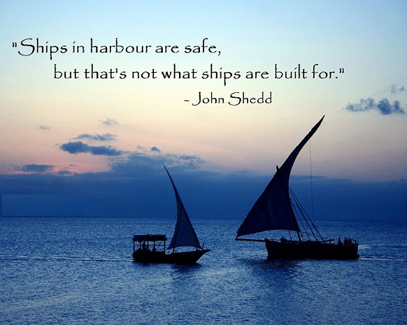 AmirIsWriting's tweet image. ~ Ships In Harbor Are Safe, But That's Not What Ships Are Built For.  via @i2imagazine #quoteoftheday