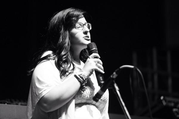 VandyHustler's tweet photo. Sydney Waitz-Kudla from Vandy Spoken Word spits a piece on domestic violence. #LOTL2014 http://t.co/9AGV46w65v