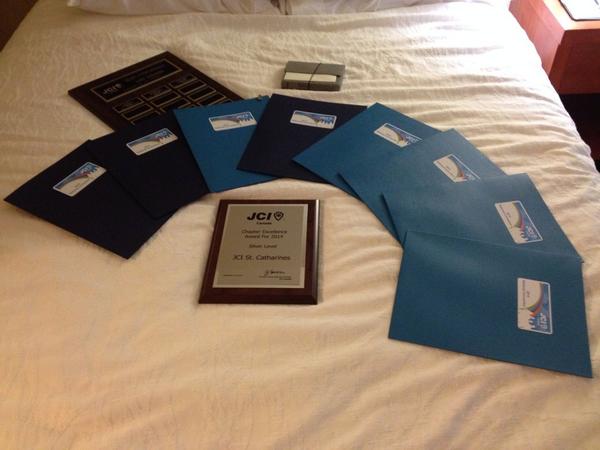 JCIStCatharines's tweet photo. Final tally... 8 certificates, 2 plaques and 1 pin! #Unite2Impact #natcon2014 @JCICanada http://t.co/mPUnbXBseq