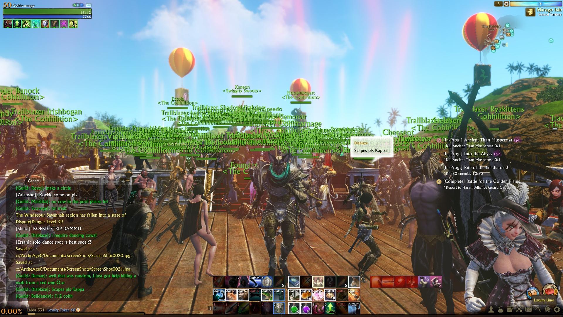 Sub/1k Token guild in @ArcheAge hit 1,000 members today (WOAH!) and we may have thrown a party :D Best. MMO. Ever