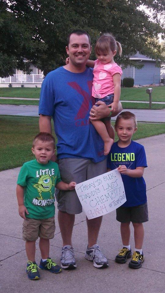 108Stitches's tweet photo. A close friend of 108 Stitches just finished his last round of chemo yesterday. Here's to you Gravett! #KCancer14 http://t.co/kD0C2BMaN7