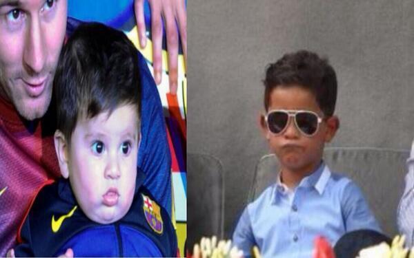 FutbolModerno_'s tweet photo. #SabiasQue Cristiano es mayor que Messi 869 dias y su hijo tambien es mayor que el hijo de Messi por los mismos dias. http://t.co/Vt0tq6Ym3f