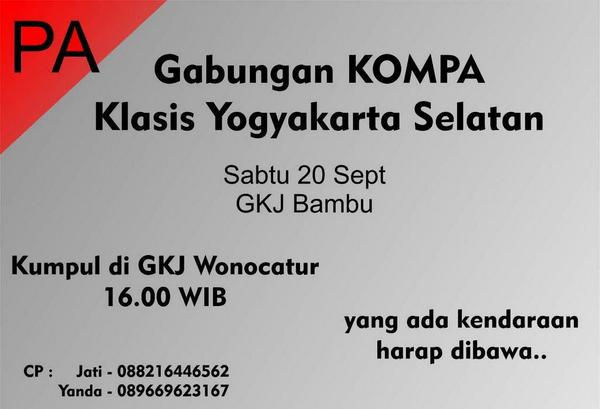 Kompa_Rethur's tweet photo. Yok pada ikut yok PA  Gabungan @KompaklasJogsel nanti.. Disediakan mobil jg bagi yg tidak ada kendaraan :)) http://t.co/ANyRygbcQZ