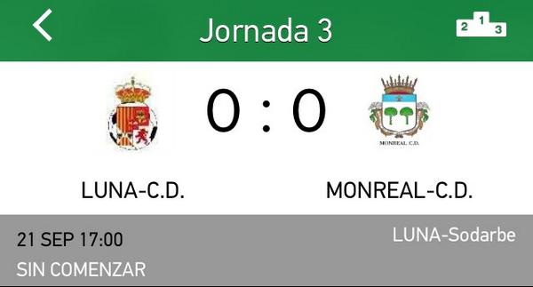 Mañana domingo 21 de sept. <a href="/cdlunaa/">CDLUNA</a> - <a href="/CFMonreal/">CF. MONREAL</a> . Esperamos sumar los tres primeros puntos #aupamonreal