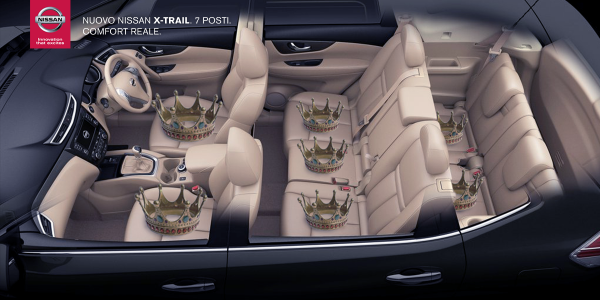 Nissanitalia's tweet photo. Anche se fossero tre gemelli ci sarebbe ancora posto per la Regina. #XTrail #7posti #RoyalBaby http://t.co/BlrdtJiRSW