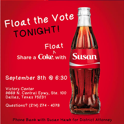 HawkForDA's tweet photo. Float the Vote with me tonight at the Victory Center! #FloatTheVote #KeepItRed @DallasGOP http://t.co/4KhDy0D32N