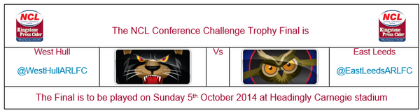 OfficialNCL's tweet photo. The @KingstoneCider NCL CCT final will be held at Headingly Carnegie stadium on the 5th October! #NCL2014 http://t.co/w36uQCuV2N