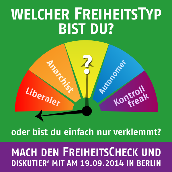 Welcher FreiheitsTyp bist du? 
Mach den #FreiheitsCheck &amp; diskutier' mit am 19.9. beim #fk14:
gruene-bundestag.de/freiheitscheck