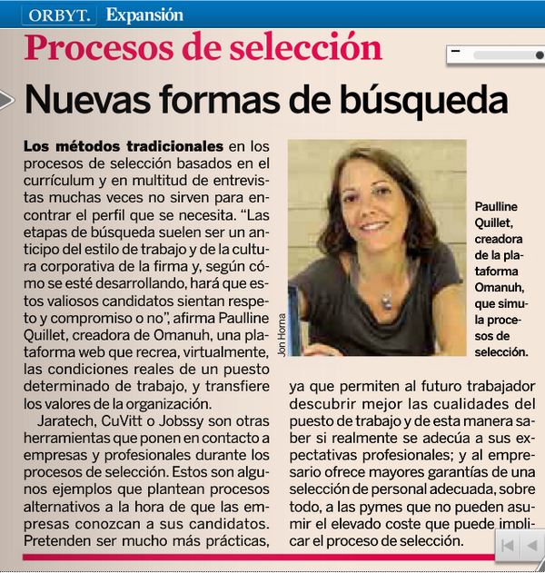 Omanuh's tweet photo. ¡Salimos hoy en el suplemento PYMES del periódico Expansión! http://t.co/yRLwN95yvi