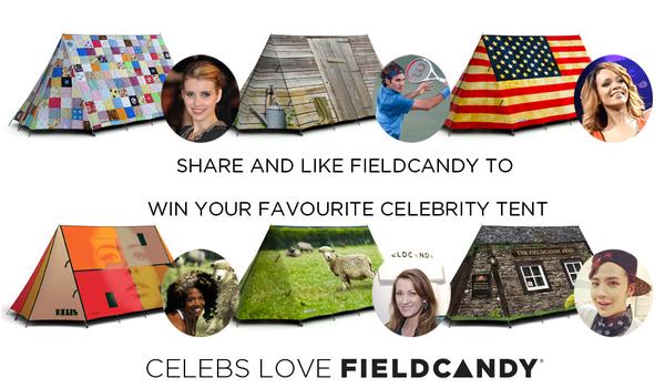 @FieldCandy launching a fantastic comp-Win your favourite
celeb tent!Follow/Retweet for your chance to win #celeblove