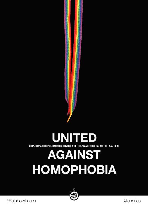 Chorles's tweet photo. 3 @OneMinuteBriefs #RainbowLaces 'United Against Homophobia' #creative #RGBF @metroUK @stonewalluk http://t.co/JVjPVjOvWt