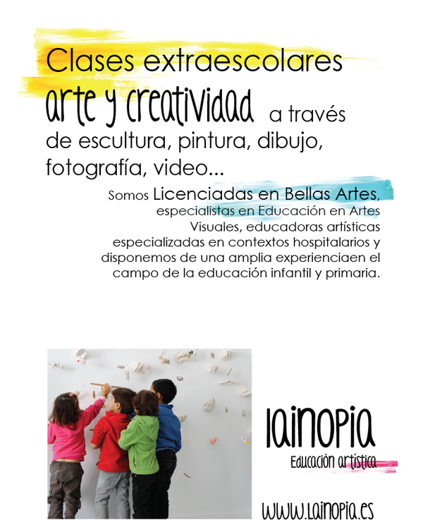 LainopiaEducArt's tweet photo. En nuestra #extraescolar estarás en Lainopia realizando talleres de #arte y #creatividad http://t.co/iQ8HAE1Kc0