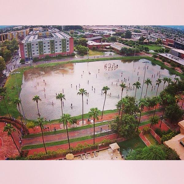gcu's tweet photo. A record-breaking rainy day makes for one seriously fun morning on campus! #gcu #lopelife #wearegcu http://t.co/vgBoEqYr4j