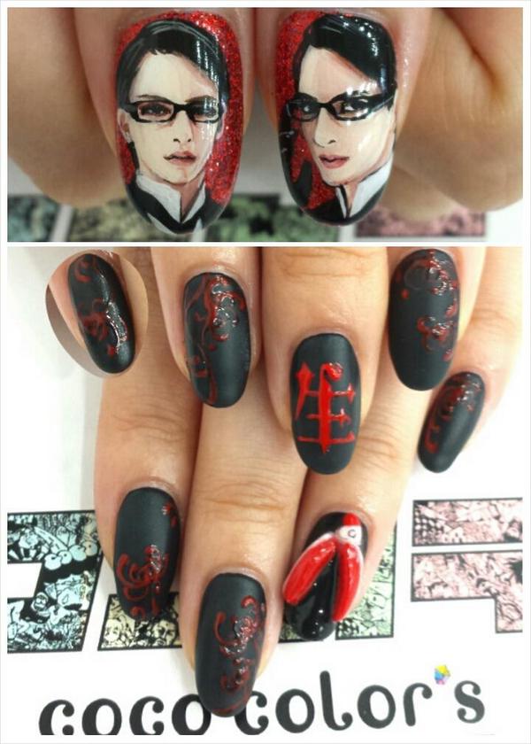 うえたん V系 声優 3ｄになってる Colors Sumina お客様オーダー ミュージカル黒執事 生執事 ウィリアム T スピアーズ役 輝馬さん 高枝伐りバサミ型デスサイズ3d 黒のマットコートの上に彼岸花と 生 だけツルツル仕上げ 痛ネイル Http T