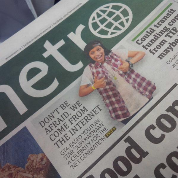 sshamini05's tweet image. @IISuperwomanII on the front page of @metrotoronto! #Superwoman #LillySingh