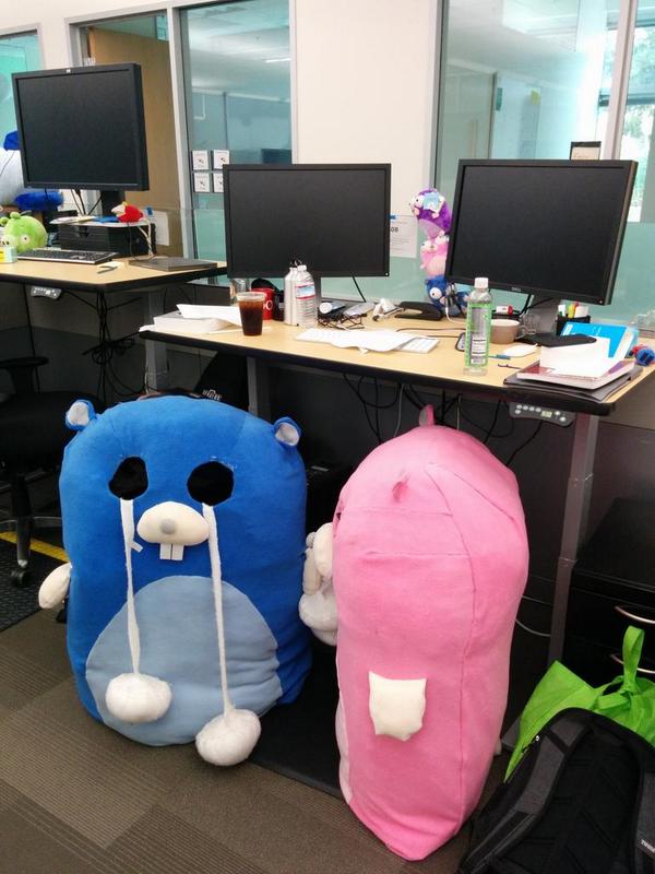 francesc's tweet image. I just got to my office and found these two waiting for me. #golang #spooky