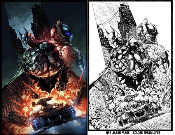 ArkhamVideos's tweet image. Batman #ArkhamKnight comic book cover for the Collectors Edition by @JasonFabok (Colors by @EMannLand)