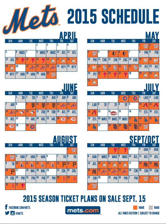 X 上的New York Mets：「The 2015 #Mets schedule is here! Some of