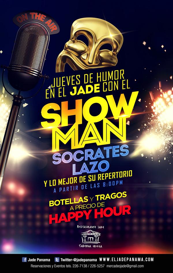 jadepanama's tweet photo. Este jueves 11 llegan al Jade los Jueves de Humor con el Show Man Socrates Lazo... Los espeamos!! http://t.co/vY2PhfWgO6