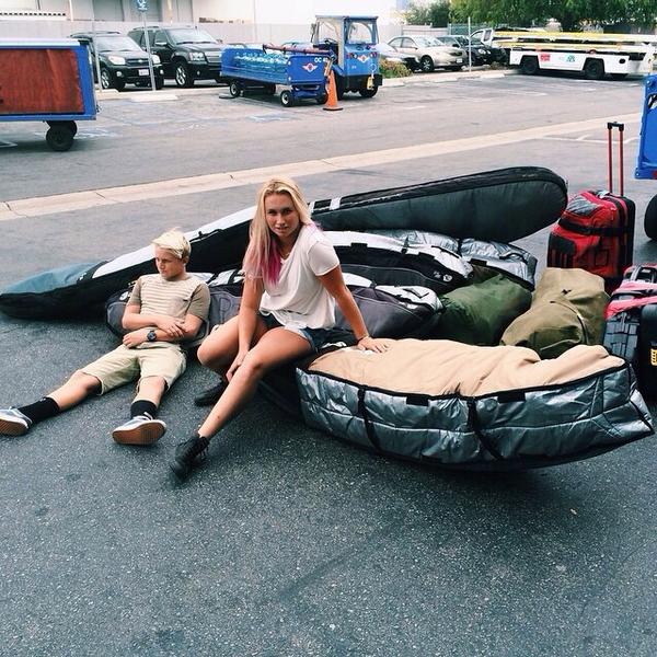 Creatures_Of_L's tweet photo. Off to the next adventure for this dynamic duo. Putting our board bags to great use. @daxmcgill @finnstagrom http://t.co/XlbnF4ywEB
