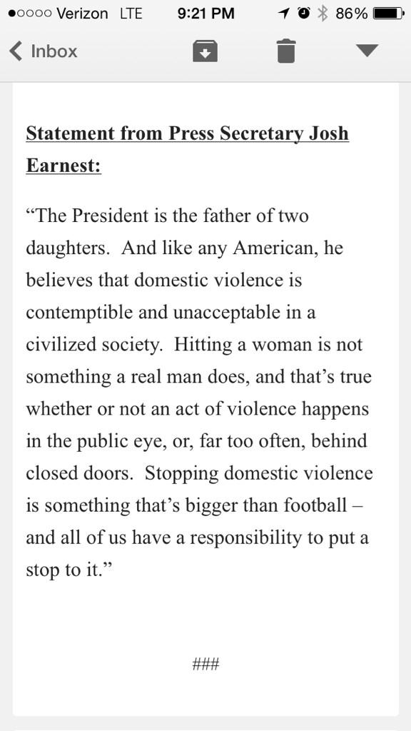 Obama finds time for statement on Ray Rice