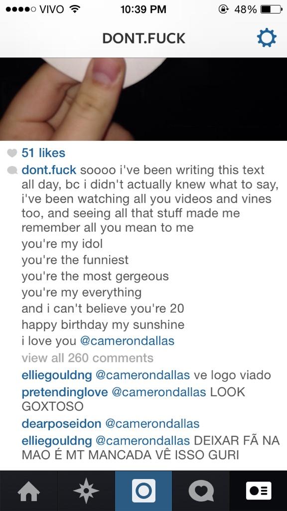 i spent all day long wishing u a happy b-day to show you how much i love you 💖💖 @camerondallas 
ps: i'm @dont.fuck