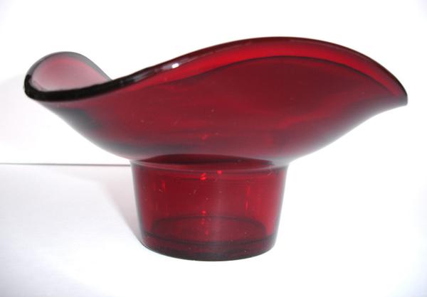 Fluted 1970s Red Retro Glass Candle Holder Retro Red Glass Dish by FillyGumbo (45.00 USD)