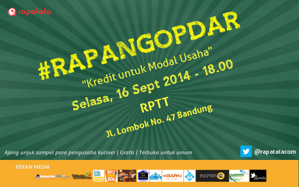 #rapangopdar-10, Selasa 16 Sept jam 18.00 di <a href="/rapatataRPTT/">follow @RPTT_RPTT</a>. Ngobrol sambil icip2 lagi yuuks!