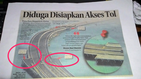 JTDP dicurigai dibangun untuk memfasilitasi transportasi menuju lokasi reklamasi, karena ada taper