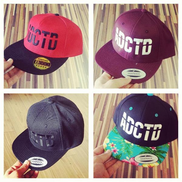 WearAddictedUK's tweet photo. Finally some samples!! The Black on Black has a leather Peak!! What do you guys think? Which would you buy?? #ADCTD http://t.co/IXut1zGErR