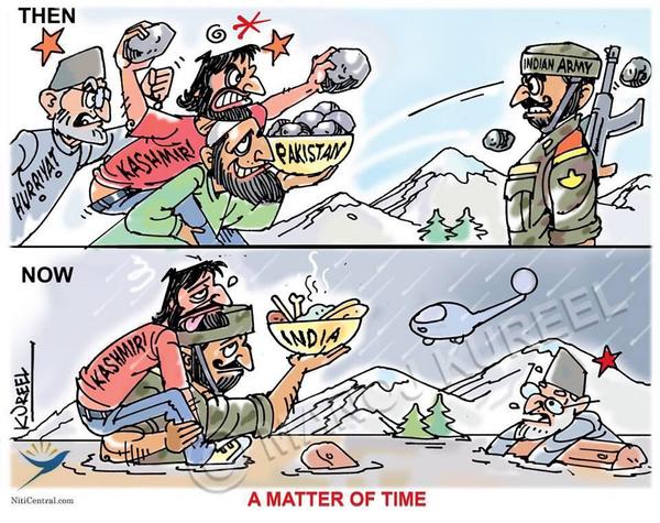 mamtan14's tweet photo. Brilliant portrayal of the Stone pelting Jihadis of Kashmir specially the Coward geelani who feeds on #India Funds http://t.co/d7KvEHm7hu