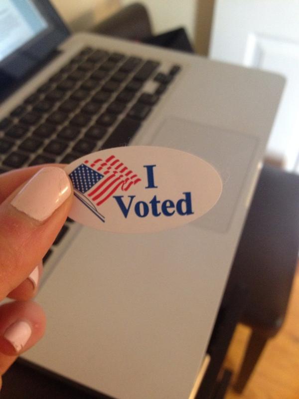 ChloeRyan1's tweet photo. Yup #ivoted. Get yours at a polling station near you. Happy Election Day! #mapoli #bospoli #bosvote http://t.co/KmPs9dnqWR