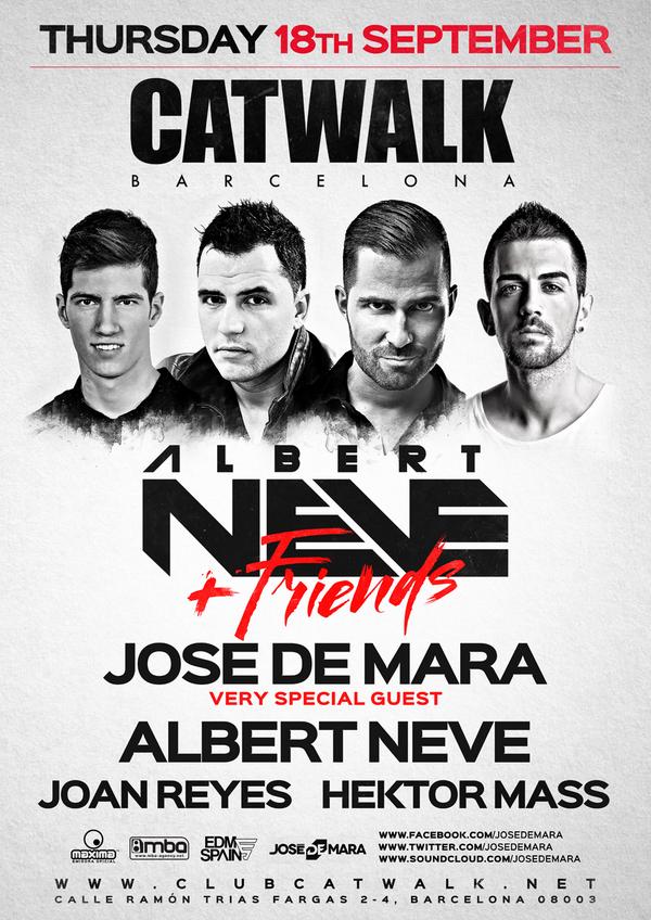 Josedemara's tweet photo. Gente de Barcelona! Nos vemos el próximo 18 Sept en @catwalkbcn #NeveAndFriends @albertneve @djjoanreyes @HektorMass http://t.co/zRmJdGzurx