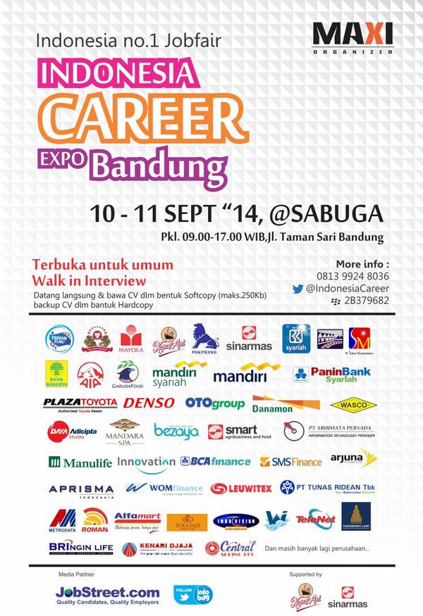 sekitarbandung_'s tweet photo. #Lowongan >> Update CV kamu dan pastikan hadir di @IndonesiaCareer expo #Bandung | Hari ini dan Besok | di Sabuga http://t.co/sgxSDdTJpj